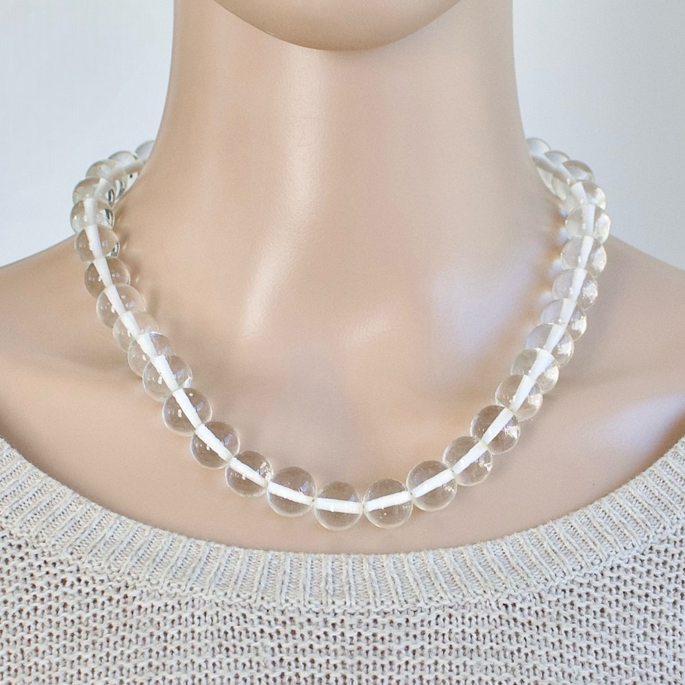 Vintage Clear Glass Orb Beaded Necklace Pools of Light Style